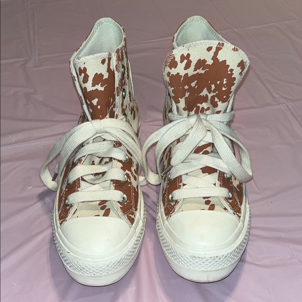 Cow Print High-Top Sneakers